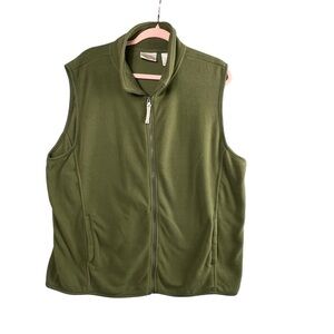 Baxter & Wells Women's Fleece Vest Zip Up Olive Green Pockets Size XL